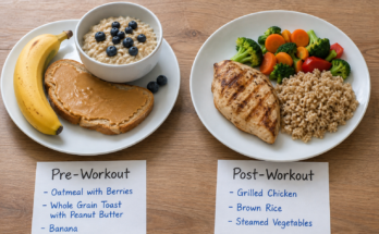 # Best Pre Workout and Post Workout Meals for Beginners Starting a fitness journey is exciting, but many beginners focus only on exercise and forget that nutrition plays an equally important role. The food you eat before and after your workout can make a huge difference in your energy, strength, recovery, and overall progress. Whether your goal is losing weight, building muscle, or simply staying healthy, choosing the right pre workout meals and post workout meals will help you get better results. Many people believe expensive supplements are necessary for good performance. In reality, simple and healthy meals prepared at home can provide everything your body needs. Understanding what to eat before and after exercise is one of the easiest ways to improve your workouts without spending a lot of money. In this guide, I will explain the best pre workout meals, the importance of post workout nutrition, and practical meal ideas that every beginner can follow. ## Why Pre Workout Meals Matter Your body needs fuel before physical activity. Think of your body like a car. Without fuel, it cannot perform efficiently. Pre workout meals provide energy that helps you exercise longer, lift heavier weights, and reduce fatigue. Eating before your workout also helps maintain stable blood sugar levels. This means you are less likely to feel tired, dizzy, or weak during training. A balanced meal before exercise prepares both your muscles and your mind for better performance. The right pre workout meals should include carbohydrates for energy, moderate protein to support muscles, and only a small amount of healthy fats because fats digest more slowly. ## Benefits of Eating Before Exercise There are many advantages to having a proper meal before working out. You feel more energetic throughout your workout. Your muscles receive enough fuel for better endurance. You reduce the chances of muscle breakdown during training. Your focus and concentration improve. You recover faster after your workout session. For beginners, these benefits make exercise more enjoyable and easier to maintain as a daily habit. ## What Should Be Included in Pre Workout Meals The ideal pre workout meal combines different nutrients that work together. Carbohydrates are your body's main energy source. Good choices include oats, rice, bananas, sweet potatoes, whole grain bread, and fruits. Protein supports muscle growth and repair. Lean chicken, eggs, Greek yogurt, cottage cheese, fish, and protein-rich dairy products are excellent options. Healthy fats should be consumed in moderation before exercise. Avocados, nuts, seeds, and natural peanut butter are good choices but should not be eaten in large amounts right before training. Hydration is also essential. Drink enough water before exercising to maintain performance and prevent dehydration. ## Best Time to Eat Before a Workout Timing is almost as important as the food itself. If you are eating a full meal, try to eat it two to three hours before your workout. This gives your body enough time to digest the food and convert it into usable energy. If you only have a short time before exercising, choose a light snack about thirty to sixty minutes before your workout. This snack should mainly contain carbohydrates with a small amount of protein. Avoid eating heavy or greasy meals immediately before exercise because they may cause discomfort and reduce your performance. ## Best Pre Workout Meals for Beginners Here are some beginner friendly meal ideas that provide balanced nutrition. ### Oatmeal with Banana Oatmeal provides slow releasing carbohydrates while banana adds natural sugars and potassium. This combination gives long lasting energy and helps prevent muscle cramps. ### Whole Grain Toast with Peanut Butter Whole grain bread offers complex carbohydrates while peanut butter provides healthy fats and protein. Add banana slices on top for extra energy. ### Greek Yogurt with Fresh Fruits Greek yogurt is rich in protein, while berries or bananas provide carbohydrates and vitamins. This meal is easy to digest and perfect before morning workouts. ### Chicken with Brown Rice Chicken supplies lean protein, and brown rice provides steady energy. This is an excellent meal if you are eating two to three hours before training. ### Apple with Peanut Butter This simple snack is ideal if you are exercising within an hour. Apples provide carbohydrates while peanut butter adds protein and healthy fats. ### Smoothie Blend banana, milk, oats, yogurt, and a few berries for a nutritious pre workout drink. It is quick, filling, and easy to digest. ## Foods to Avoid Before Exercise Not every healthy food is suitable before a workout. Avoid fried foods because they digest slowly. Avoid large amounts of cheese or creamy sauces. Limit sugary desserts because they may cause a quick energy crash. Avoid excessive spicy foods that may upset your stomach during exercise. Every person reacts differently, so pay attention to how your body feels after different meals. ## Why Post Workout Meals Are Important Your workout creates small tears in your muscle fibers and uses up your body's stored energy. After exercising, your muscles need nutrients to recover and grow stronger. Post workout meals replace lost energy, repair muscles, reduce soreness, and prepare your body for your next training session. Skipping your post workout meal may slow recovery and reduce your progress over time. ## What Should Be Included in Post Workout Meals A balanced post workout meal should contain high quality protein and healthy carbohydrates. Protein repairs damaged muscle tissue and supports muscle growth. Carbohydrates refill your body's glycogen stores that were used during exercise. Healthy fats can also be included but should not replace protein and carbohydrates. Drinking water is equally important because exercise causes fluid loss through sweat. ## Best Time to Eat After Exercise Experts generally recommend eating within one to two hours after finishing your workout. This period is when your body is especially effective at absorbing nutrients and beginning the recovery process. If you cannot eat a complete meal immediately, have a protein rich snack first and enjoy a balanced meal later. ## Best Post Workout Meals for Beginners ### Grilled Chicken with Rice This classic combination provides lean protein and healthy carbohydrates for muscle recovery and energy restoration. ### Eggs with Whole Grain Toast Eggs contain complete protein while whole grain bread replenishes energy stores. This meal is affordable and easy to prepare. ### Salmon with Sweet Potato Salmon provides high quality protein and healthy omega three fats. Sweet potatoes offer carbohydrates and important vitamins. ### Greek Yogurt with Granola This meal delivers protein, carbohydrates, and calcium. It is an excellent choice for people who want something light after exercise. ### Cottage Cheese with Fruit Cottage cheese is packed with protein, while fruit supplies natural sugars that help restore energy. ### Turkey Sandwich Whole grain bread with lean turkey breast creates a balanced meal containing protein and carbohydrates. ## Hydration After Your Workout Water is often forgotten even though it is essential for recovery. Drink water immediately after your workout and continue drinking throughout the day. If your workout lasts longer than one hour or involves intense sweating, electrolyte rich drinks may also be helpful. Proper hydration supports muscle function, improves recovery, and helps regulate body temperature. ## Common Nutrition Mistakes Beginners Make Many beginners make simple mistakes that slow their progress. Skipping breakfast before morning workouts often leads to low energy. Eating fast food after exercising reduces the nutritional benefits of your workout. Not consuming enough protein limits muscle recovery. Ignoring water intake can lead to dehydration and poor performance. Depending only on supplements instead of whole foods is another common mistake. Natural foods usually provide all the nutrients beginners need. ## Simple Daily Meal Example A beginner's workout nutrition plan can be very simple. Breakfast could include oatmeal with banana and milk. A pre workout snack could be Greek yogurt with berries. Lunch after exercise could be grilled chicken with brown rice and vegetables. An evening snack could include cottage cheese with fruit. Dinner might consist of baked fish with sweet potatoes and salad. This type of meal plan provides balanced nutrition without being complicated or expensive. ## Final Thoughts Choosing the right **pre workout meals** and **post workout meals** is one of the smartest decisions any beginner can make. Good nutrition improves energy, supports muscle recovery, increases workout performance, and helps you stay consistent with your fitness routine. You do not need expensive supplements or complicated diets to see results. Simple meals made with whole foods such as oats, bananas, chicken, eggs, rice, yogurt, fruits, and vegetables provide everything your body needs. As you continue your fitness journey, pay attention to how different foods affect your energy and recovery. Everyone is unique, so experiment with healthy options until you find what works best for you. By combining regular exercise with balanced pre workout meals and post workout meals, you will build healthier habits and achieve better long term fitness results.